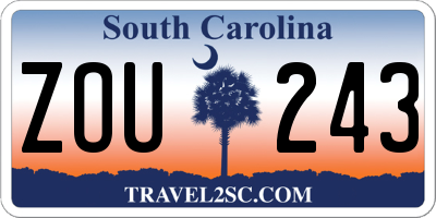 SC license plate ZOU243