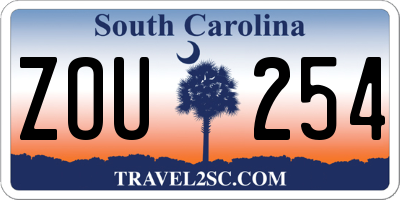SC license plate ZOU254