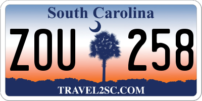 SC license plate ZOU258