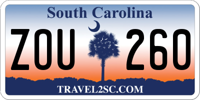 SC license plate ZOU260