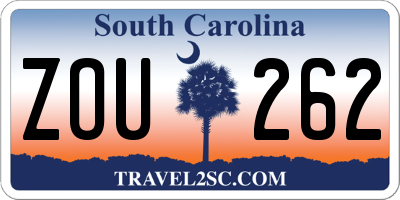 SC license plate ZOU262