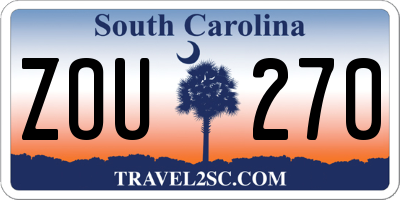 SC license plate ZOU270