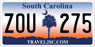 SC license plate ZOU275