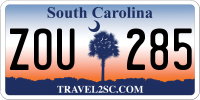 SC license plate ZOU285