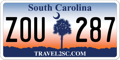 SC license plate ZOU287
