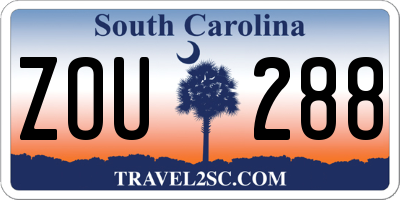 SC license plate ZOU288
