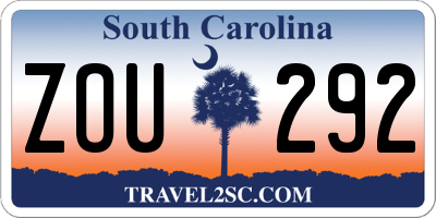 SC license plate ZOU292