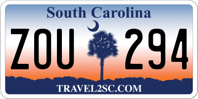 SC license plate ZOU294