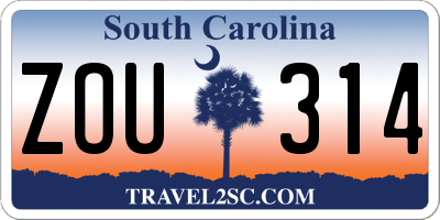 SC license plate ZOU314