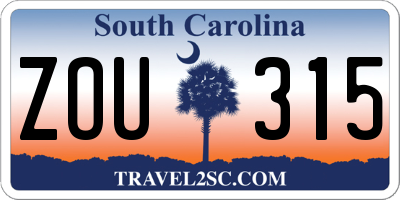 SC license plate ZOU315