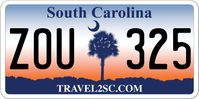 SC license plate ZOU325