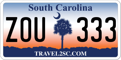 SC license plate ZOU333