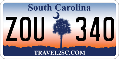 SC license plate ZOU340