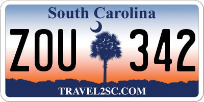 SC license plate ZOU342