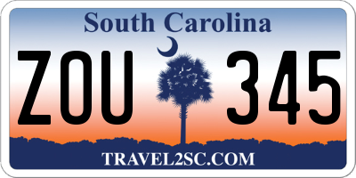 SC license plate ZOU345