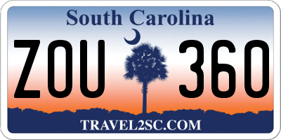 SC license plate ZOU360