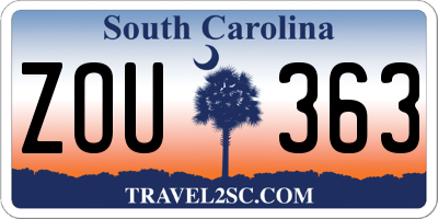 SC license plate ZOU363