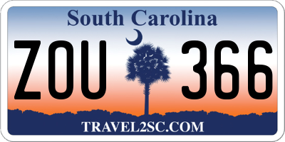 SC license plate ZOU366