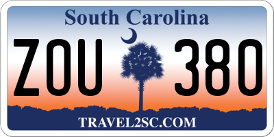 SC license plate ZOU380