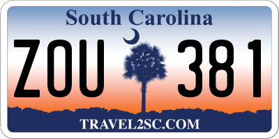 SC license plate ZOU381