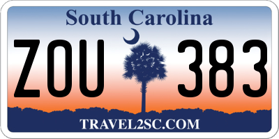 SC license plate ZOU383