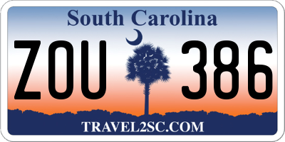 SC license plate ZOU386