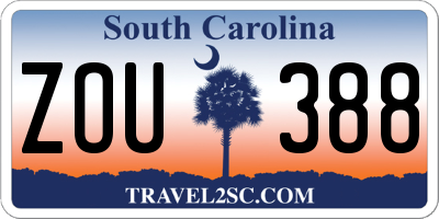 SC license plate ZOU388