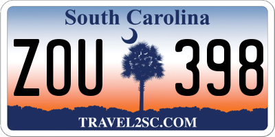 SC license plate ZOU398