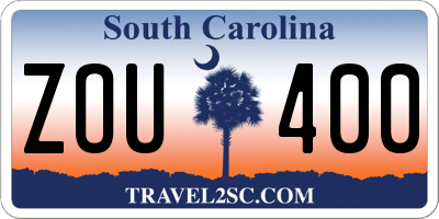 SC license plate ZOU400