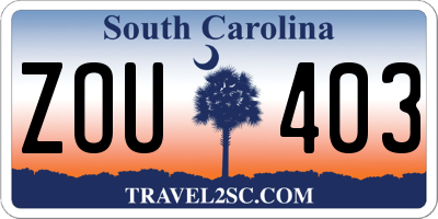 SC license plate ZOU403