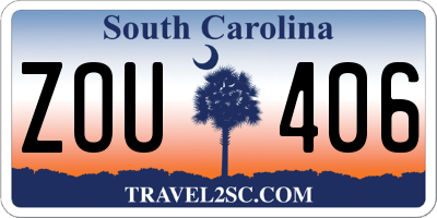 SC license plate ZOU406