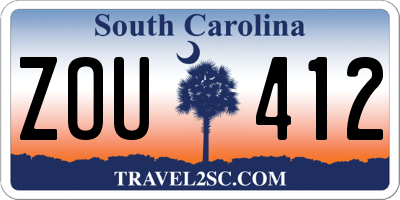 SC license plate ZOU412