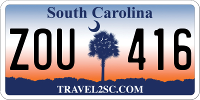 SC license plate ZOU416