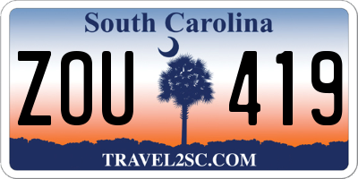 SC license plate ZOU419