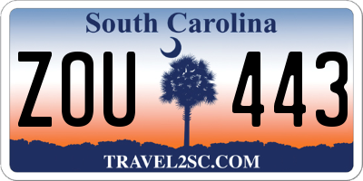 SC license plate ZOU443