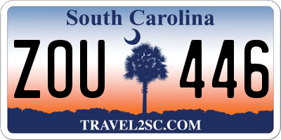 SC license plate ZOU446