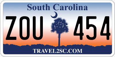 SC license plate ZOU454