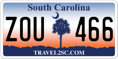 SC license plate ZOU466