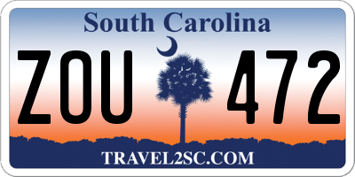 SC license plate ZOU472