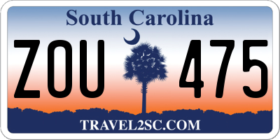 SC license plate ZOU475