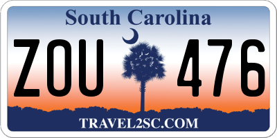 SC license plate ZOU476