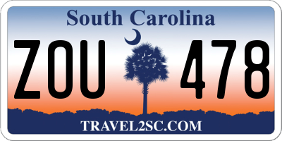 SC license plate ZOU478