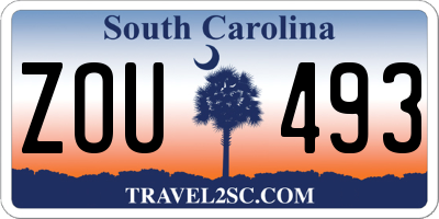 SC license plate ZOU493