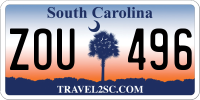 SC license plate ZOU496