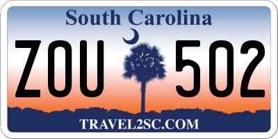 SC license plate ZOU502