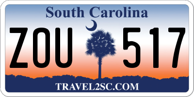 SC license plate ZOU517