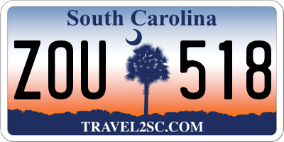 SC license plate ZOU518