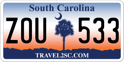 SC license plate ZOU533