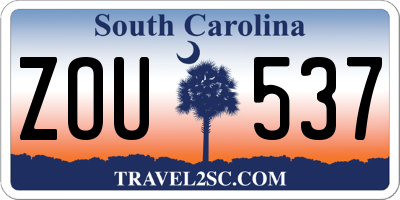 SC license plate ZOU537