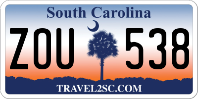 SC license plate ZOU538